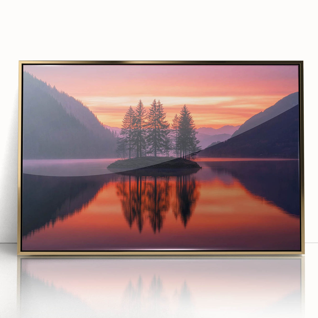 Sunset Island Reflection – Serene Nature Landscape Art