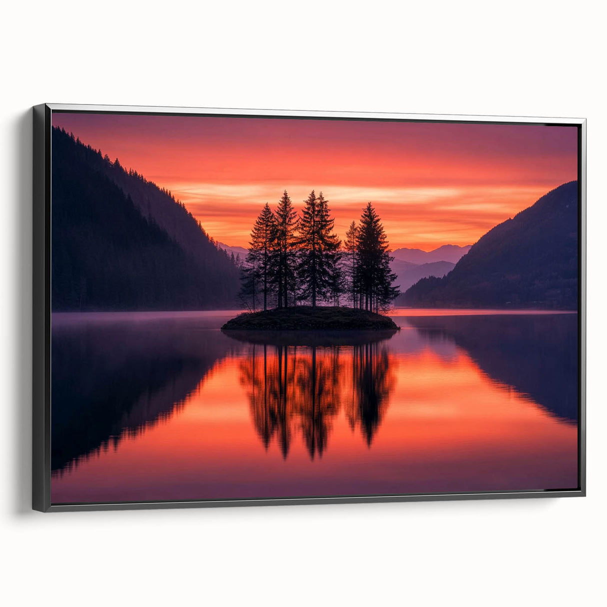 Sunset Island Reflection – Serene Nature Landscape Art