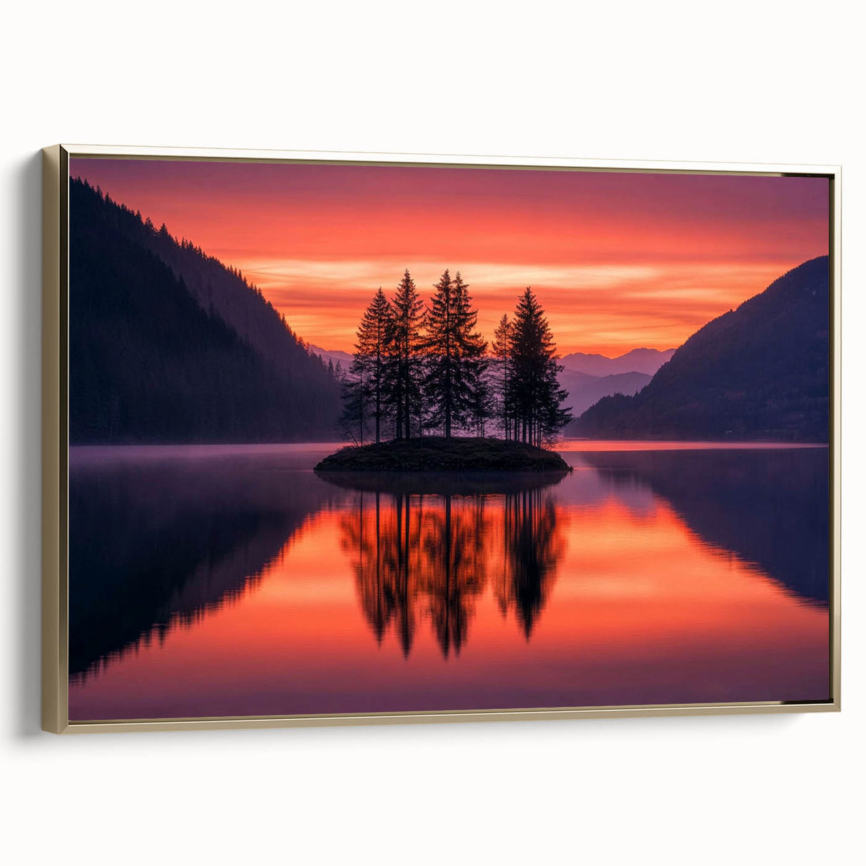 Sunset Island Reflection – Serene Nature Landscape Art