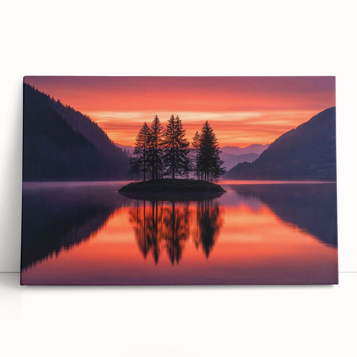 Sunset Island Reflection – Serene Nature Landscape Art