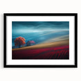Modern Minimalist Landscape Prints – Cottage on Scarlet Hillside
