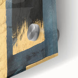 Modern Abstract Paintings – Large Canvas in Black, Gold & Teal