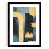 Modern Abstract Paintings – Large Canvas in Black, Gold & Teal