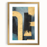 Modern Abstract Paintings – Large Canvas in Black, Gold & Teal