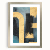 Modern Abstract Paintings – Large Canvas in Black, Gold & Teal