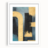 Modern Abstract Paintings – Large Canvas in Black, Gold & Teal