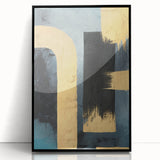 Modern Abstract Paintings – Large Canvas in Black, Gold & Teal