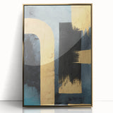 Modern Abstract Paintings – Large Canvas in Black, Gold & Teal