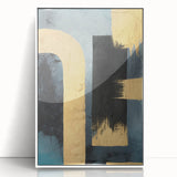 Modern Abstract Paintings – Large Canvas in Black, Gold & Teal