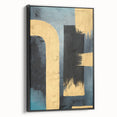 Modern Abstract Paintings – Large Canvas in Black, Gold & Teal