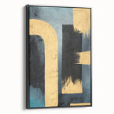 Modern Abstract Paintings – Large Canvas in Black, Gold & Teal