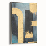 Modern Abstract Paintings – Large Canvas in Black, Gold & Teal