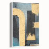 Modern Abstract Paintings – Large Canvas in Black, Gold & Teal
