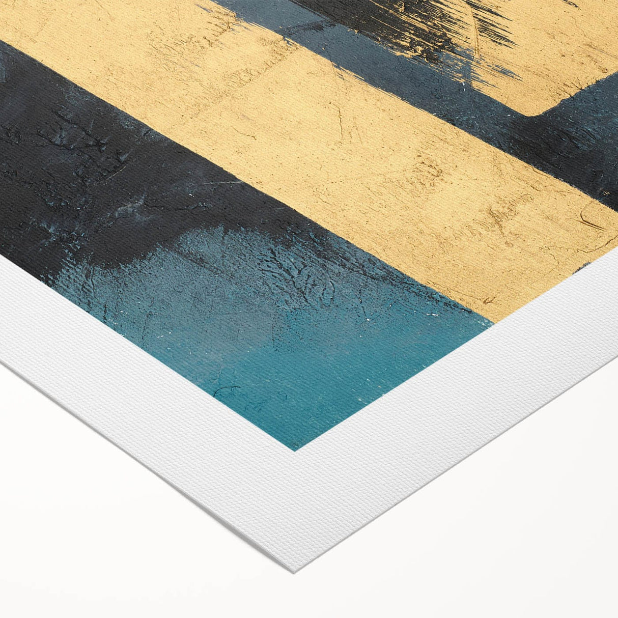 Modern Abstract Paintings – Large Canvas in Black, Gold & Teal