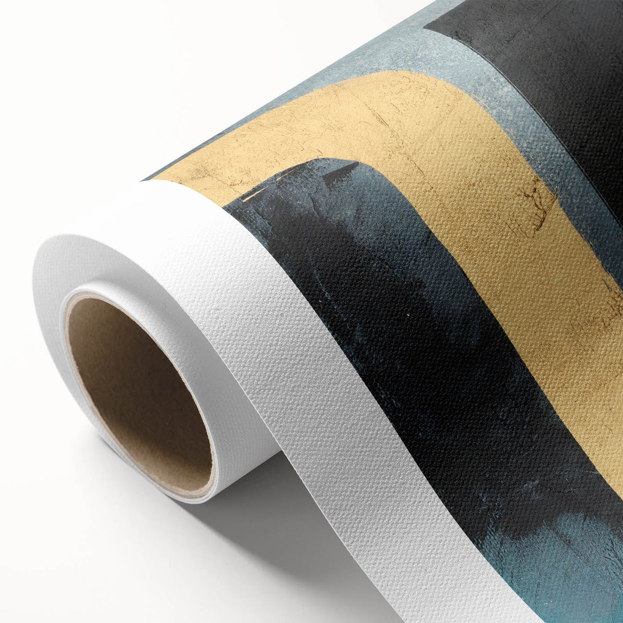 Modern Abstract Paintings – Large Canvas in Black, Gold & Teal