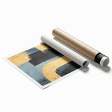 Modern Abstract Paintings – Large Canvas in Black, Gold & Teal