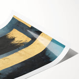 Modern Abstract Paintings – Large Canvas in Black, Gold & Teal