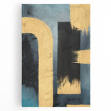 Modern Abstract Paintings – Large Canvas in Black, Gold & Teal
