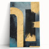 Modern Abstract Paintings – Large Canvas in Black, Gold & Teal