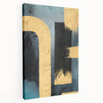 Modern Abstract Paintings – Large Canvas in Black, Gold & Teal