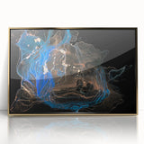 Fluid Abstract Wall Art - Modern Blue & Gold Acrylic Canvas Decor