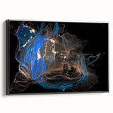 Fluid Abstract Wall Art - Modern Blue & Gold Acrylic Canvas Decor