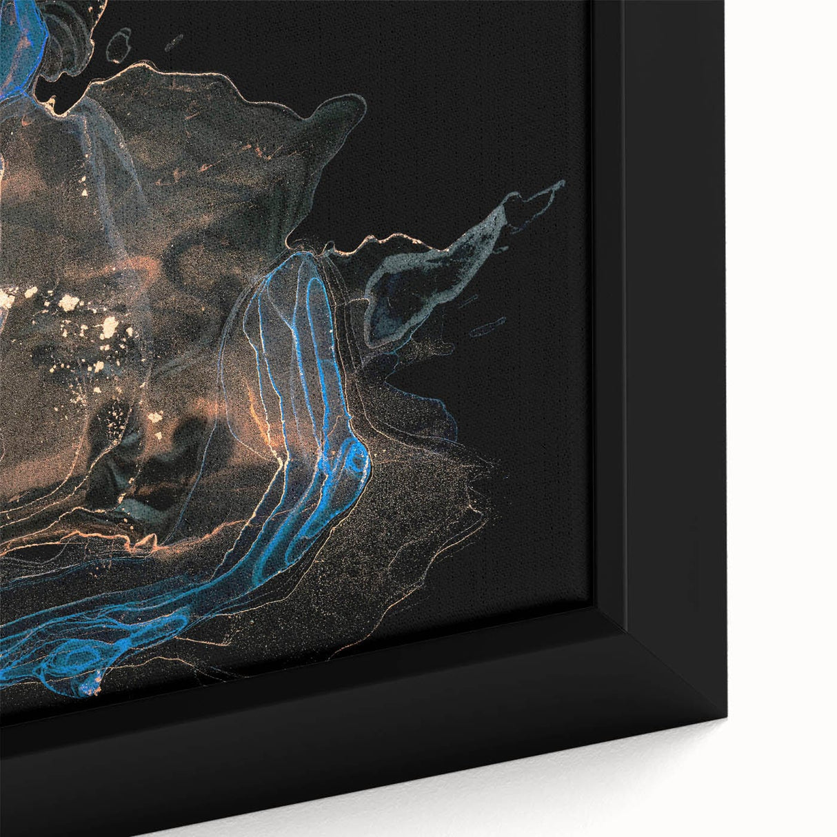 Fluid Abstract Wall Art - Modern Blue & Gold Acrylic Canvas Decor