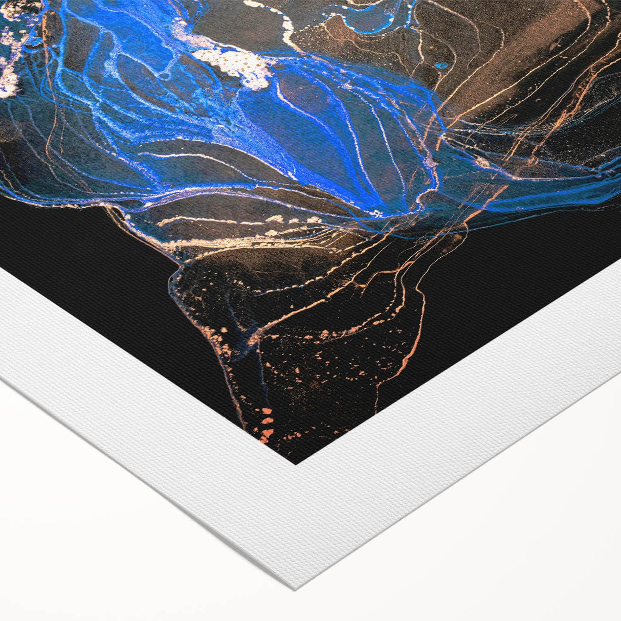 Fluid Abstract Wall Art - Modern Blue & Gold Acrylic Canvas Decor