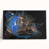 Fluid Abstract Wall Art - Modern Blue & Gold Acrylic Canvas Decor