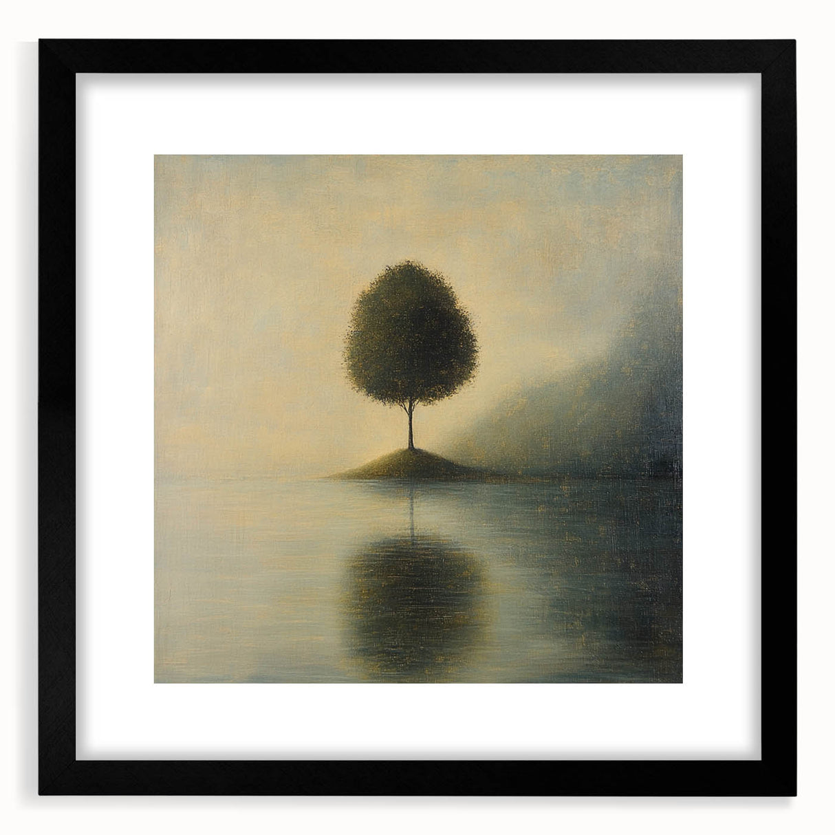 Solitary Tree Reflection – Minimalist Nature Art Print
