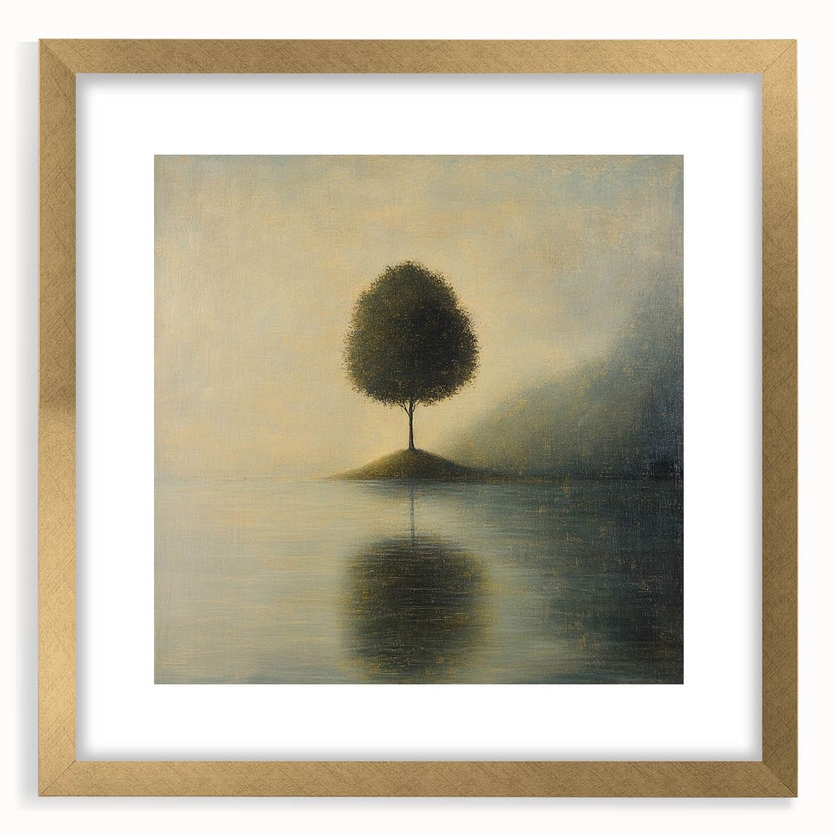 Solitary Tree Reflection – Minimalist Nature Art Print