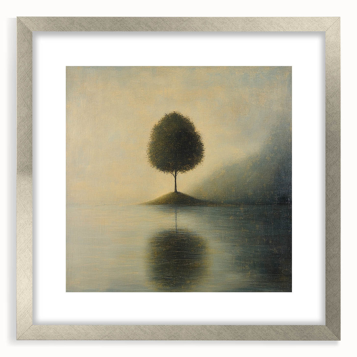 Solitary Tree Reflection – Minimalist Nature Art Print