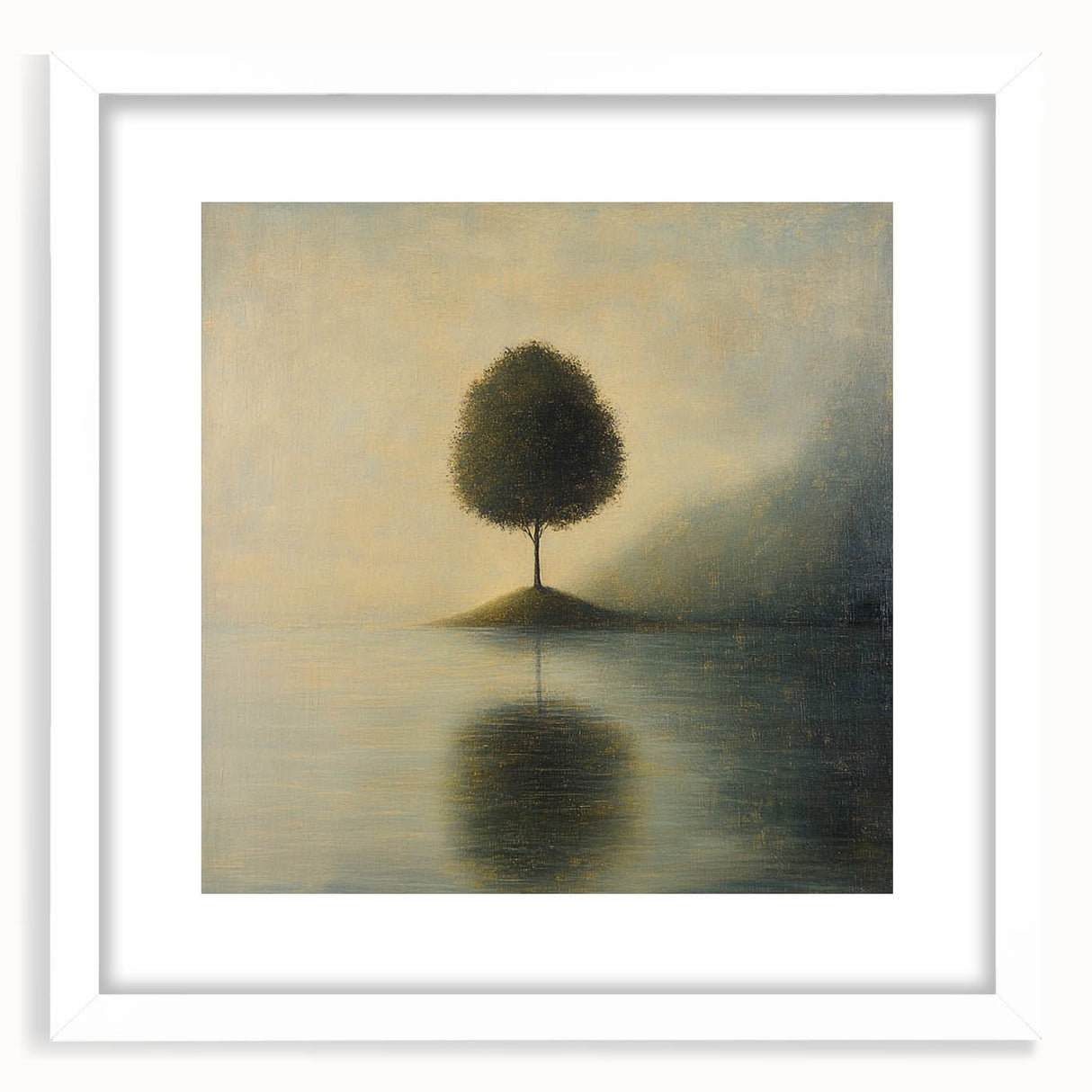 Solitary Tree Reflection – Minimalist Nature Art Print