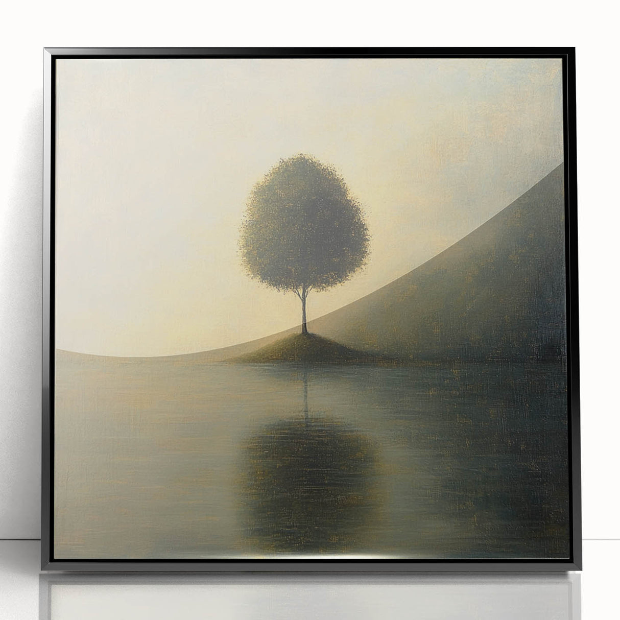 Solitary Tree Reflection – Minimalist Nature Art Print