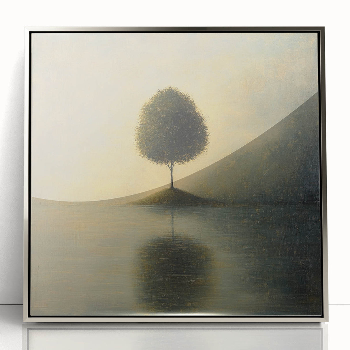 Solitary Tree Reflection – Minimalist Nature Art Print