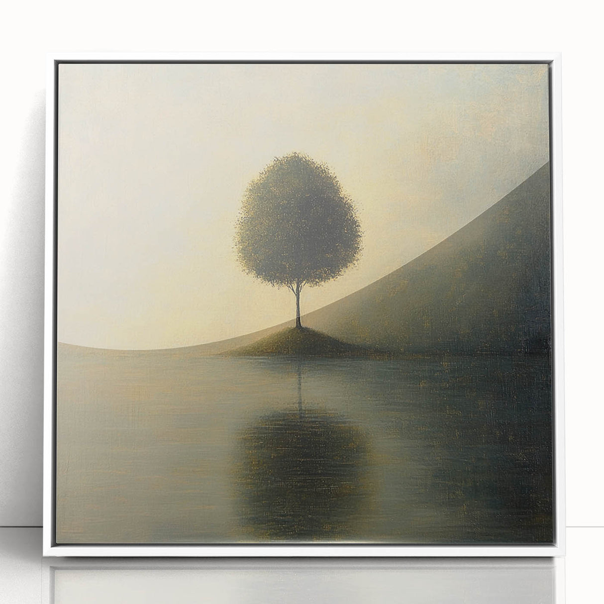 Solitary Tree Reflection – Minimalist Nature Art Print