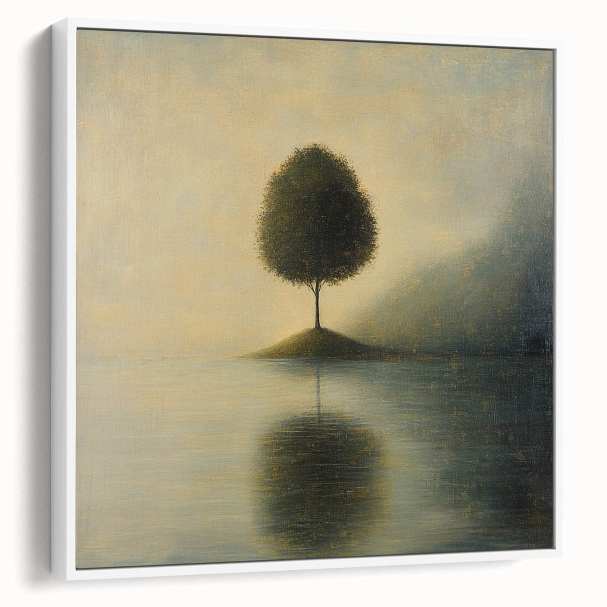 Solitary Tree Reflection – Minimalist Nature Art Print