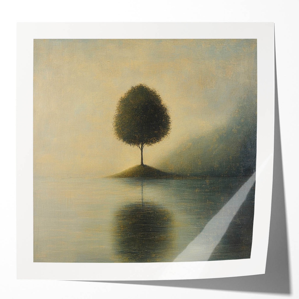 Solitary Tree Reflection – Minimalist Nature Art Print
