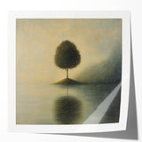 Solitary Tree Reflection – Minimalist Nature Art Print