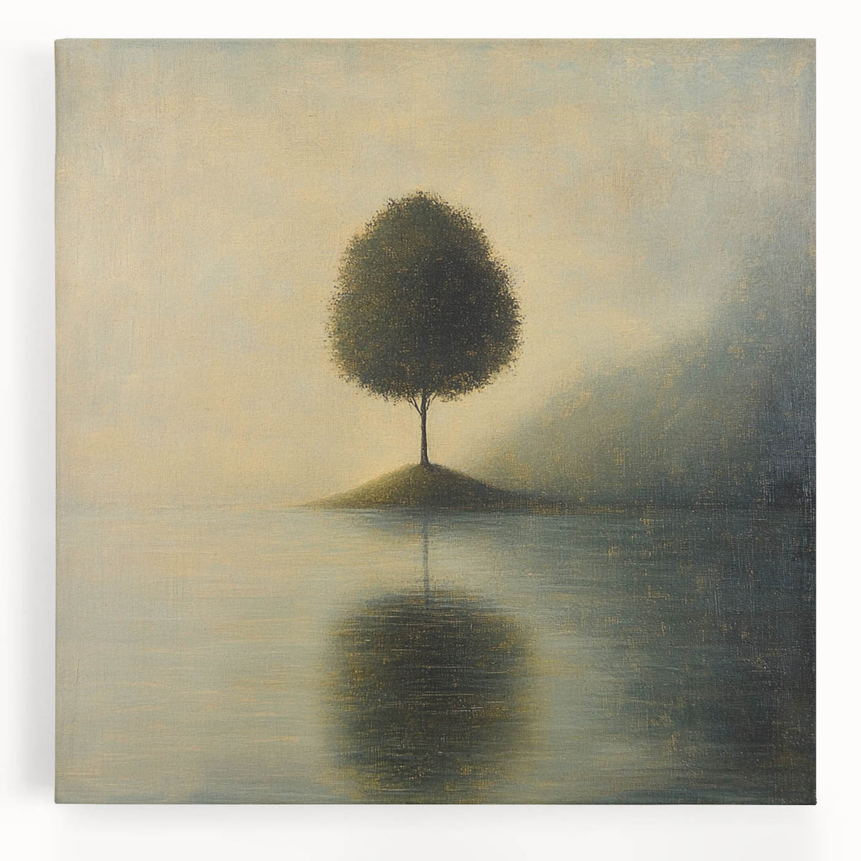 Solitary Tree Reflection – Minimalist Nature Art Print