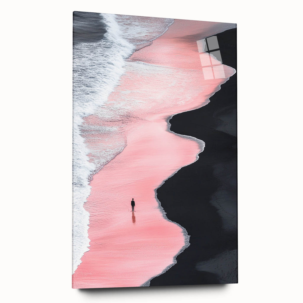Black and White Minimalist Landscapes – Pink Shoreline Solitude