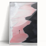 Black and White Minimalist Landscapes – Pink Shoreline Solitude