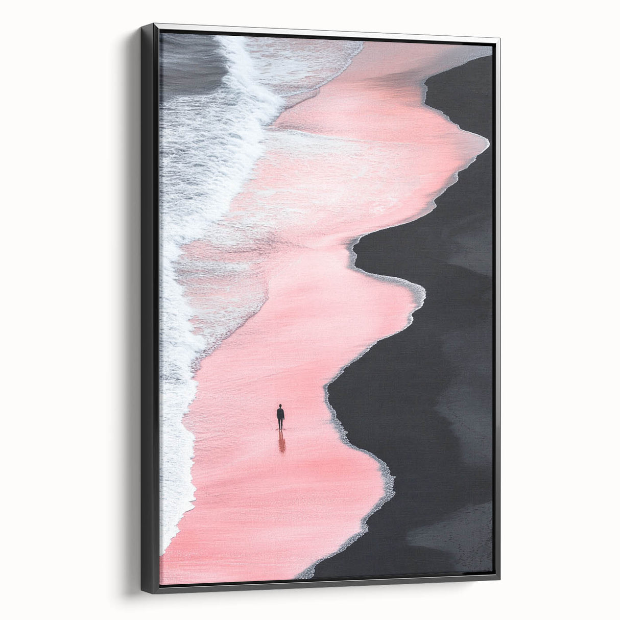 Black and White Minimalist Landscapes – Pink Shoreline Solitude