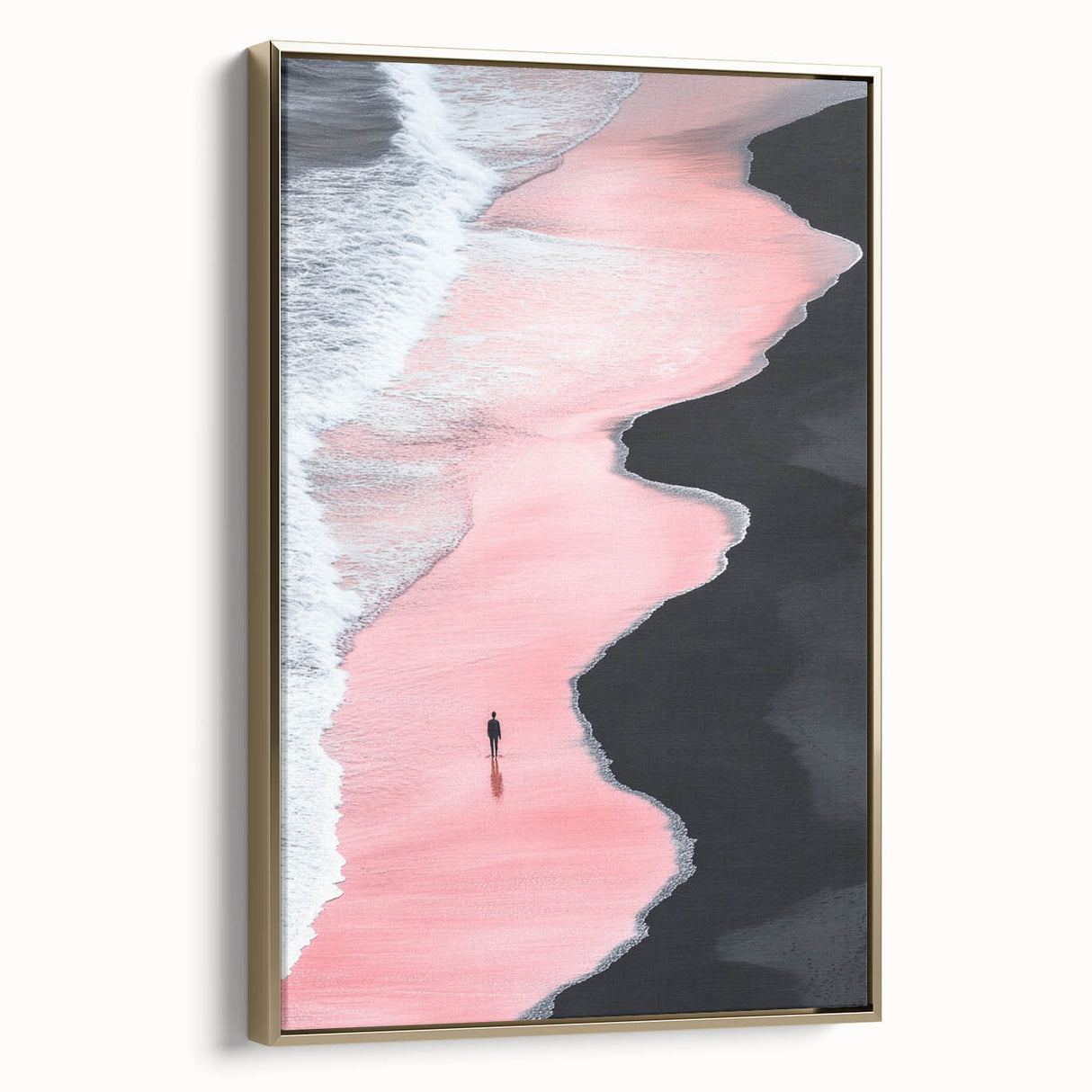 Black and White Minimalist Landscapes – Pink Shoreline Solitude