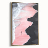 Black and White Minimalist Landscapes – Pink Shoreline Solitude