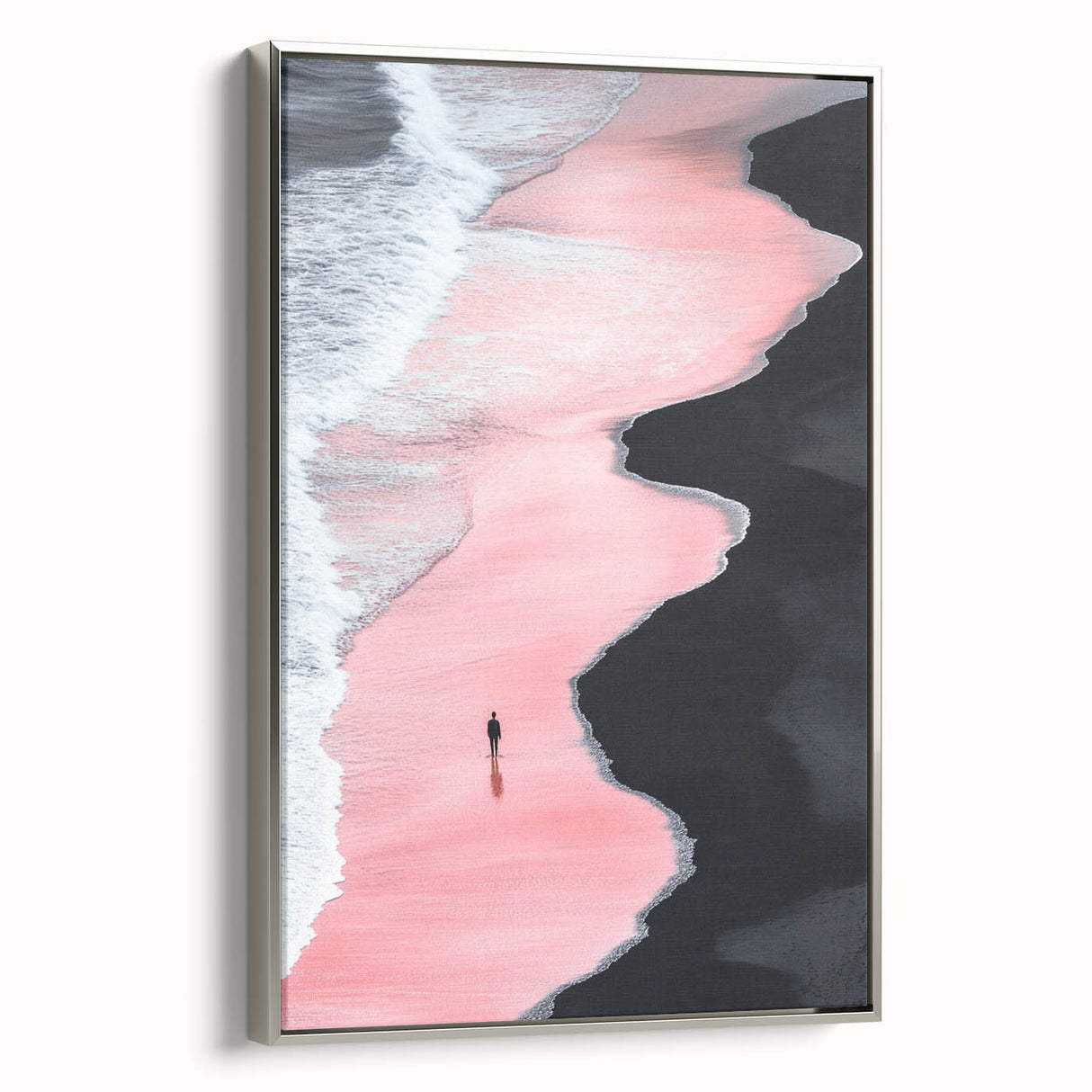 Black and White Minimalist Landscapes – Pink Shoreline Solitude