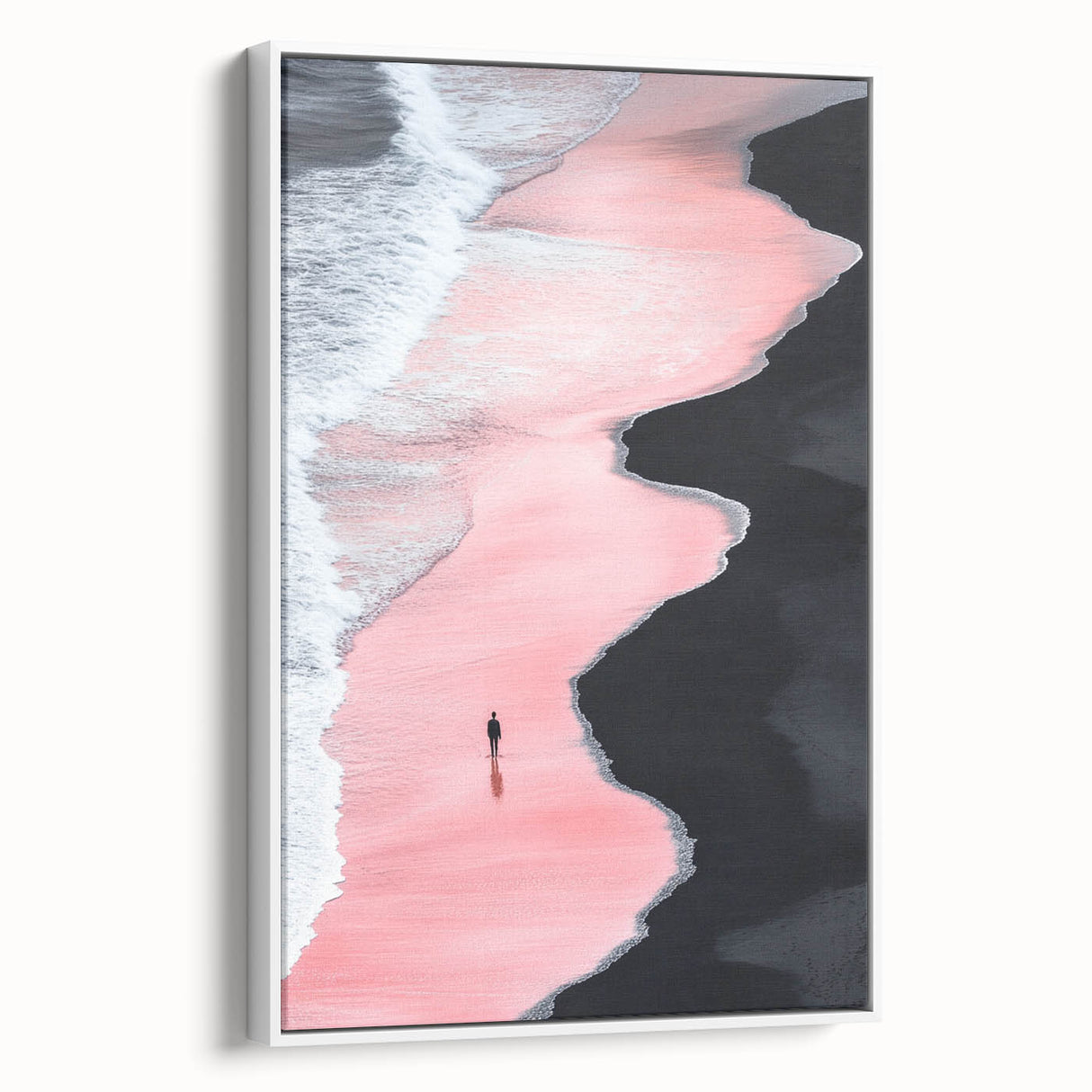 Black and White Minimalist Landscapes – Pink Shoreline Solitude