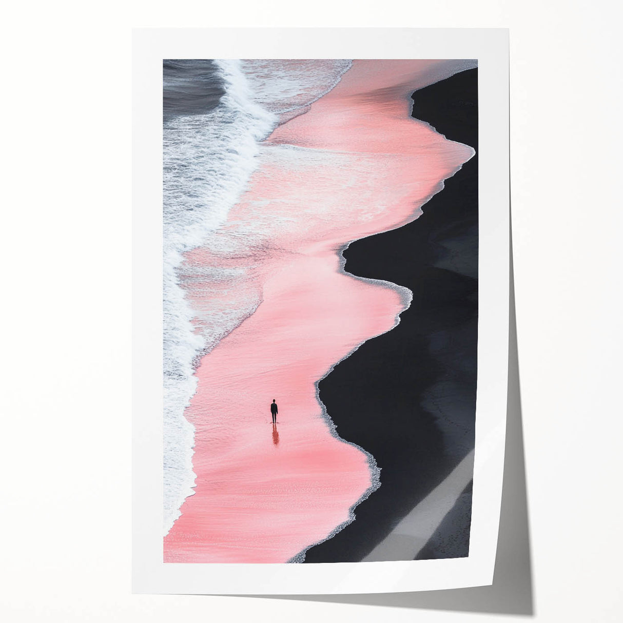 Black and White Minimalist Landscapes – Pink Shoreline Solitude