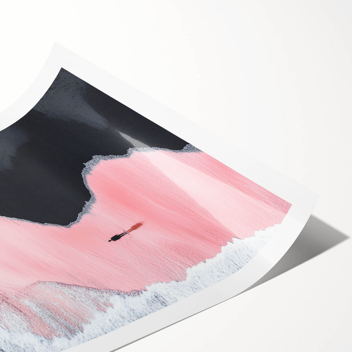 Black and White Minimalist Landscapes – Pink Shoreline Solitude