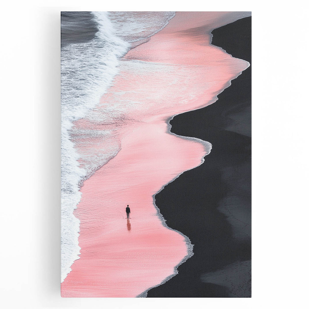 Black and White Minimalist Landscapes – Pink Shoreline Solitude